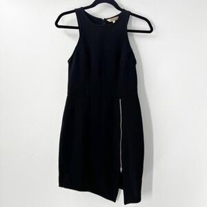 Shilla Black Sleeveless Bodycon Mini Dress Asymmetrical Zip Detail Party